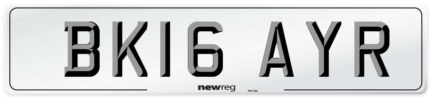 BK16 AYR Number Plate from New Reg